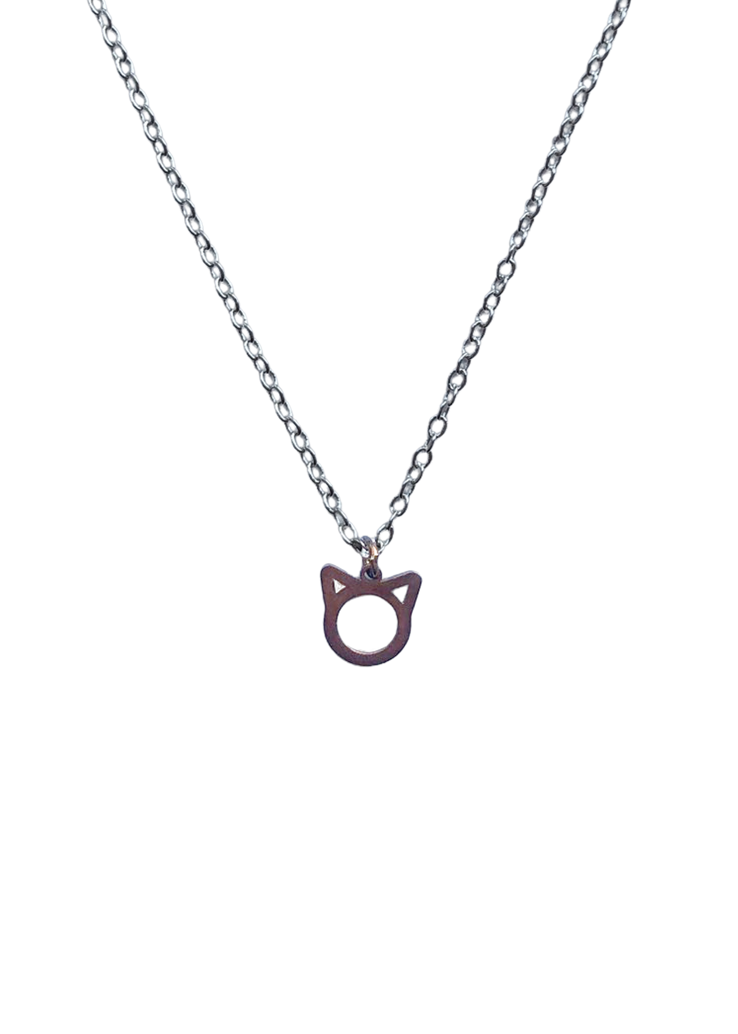 Kitten Charm Necklace - .925 Sterling Silver / Rose Vermeil