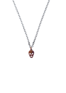 Skull Charm Necklace - .925 Sterling Silver / Rose Vermeil