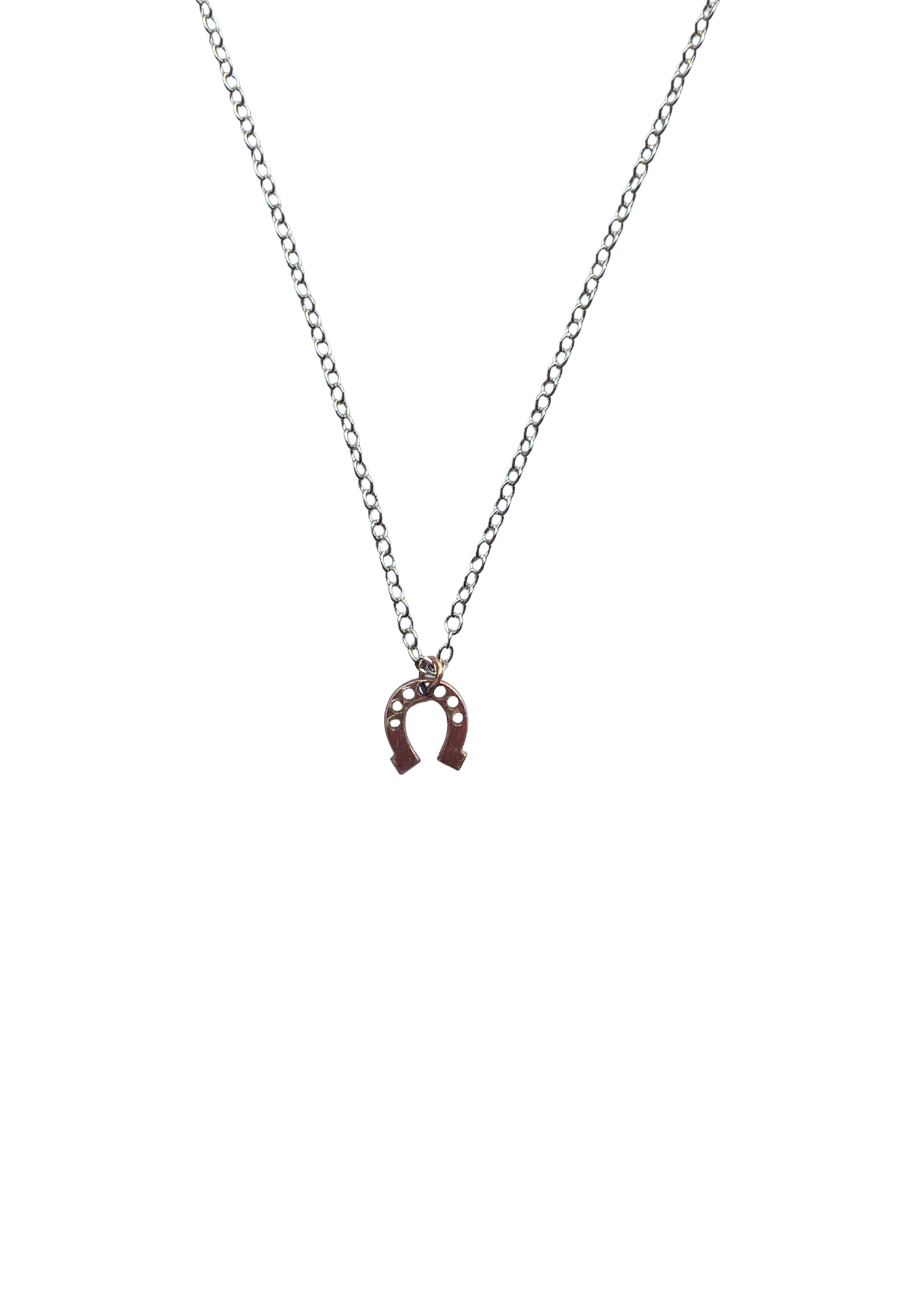 Horseshoe Charm Necklace - .925 Sterling Silver / Rose Vermeil