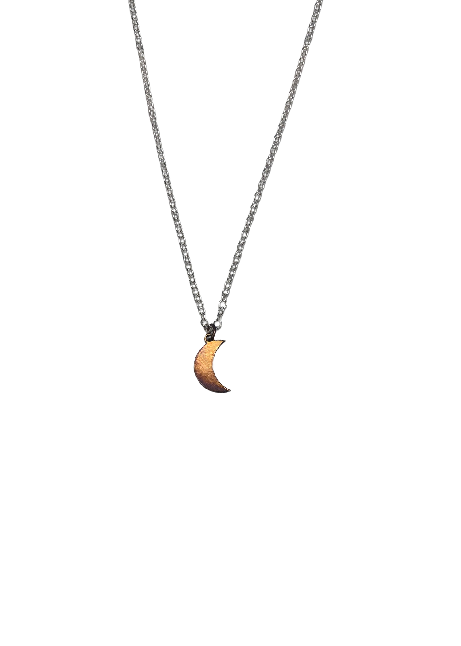 Moon Charm Necklace - .925 Sterling Silver / Rose Vermeil