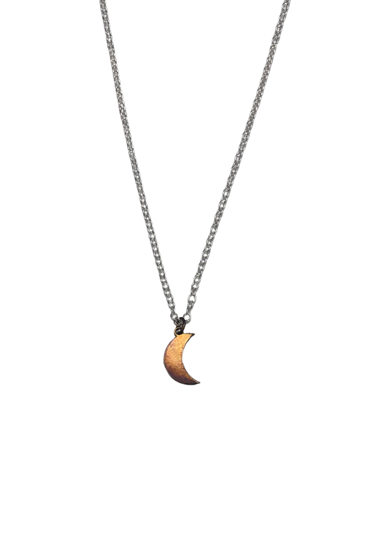 Moon Charm Necklace - .925 Sterling Silver / Rose Vermeil