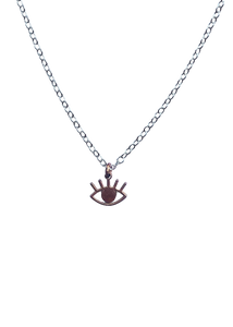 Eye Charm Necklace - .925 Sterling Silver / Rose Vermeil