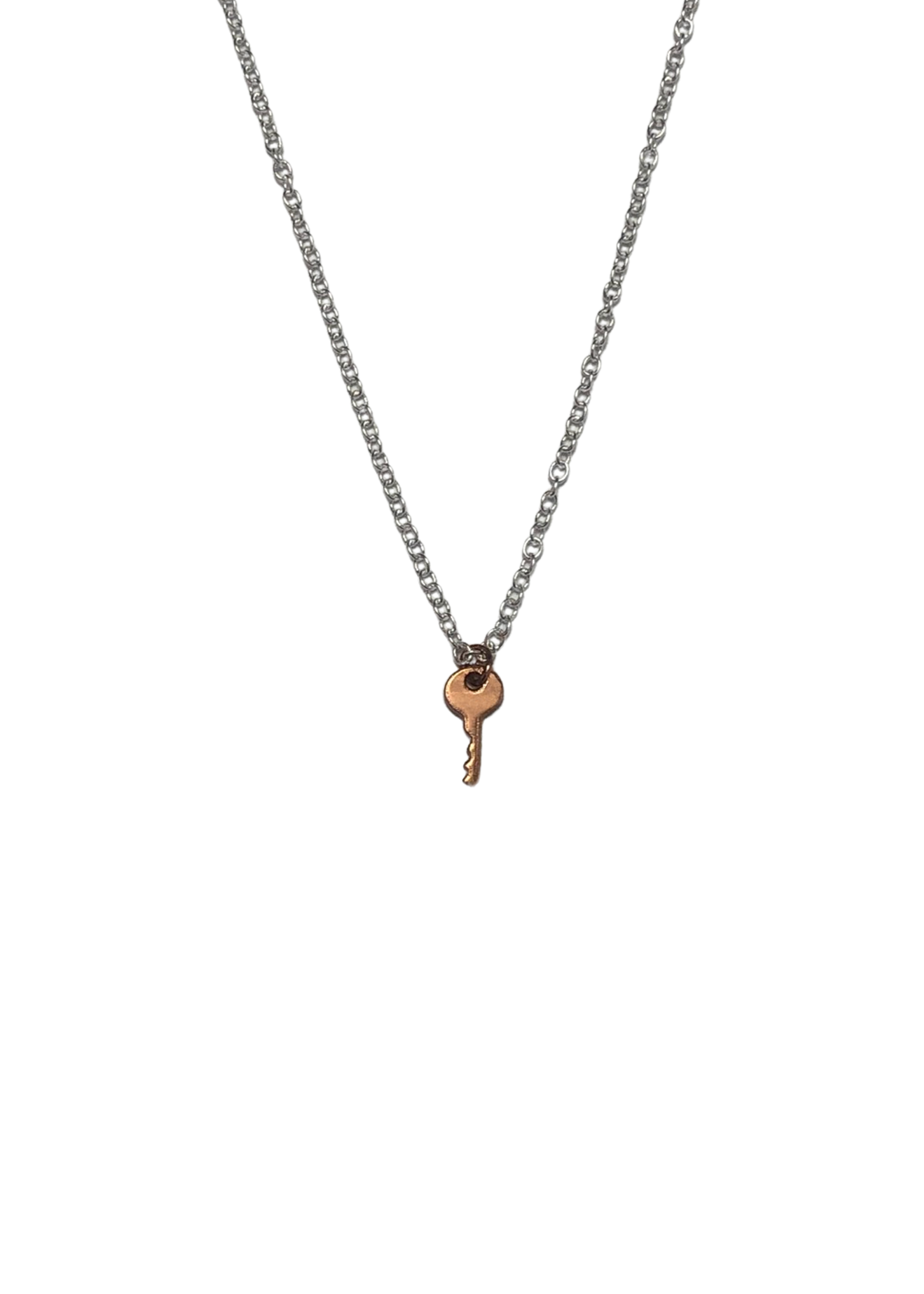 Key Charm Necklace - .925 Sterling Silver / Rose Vermeil