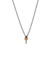 Key Charm Necklace - .925 Sterling Silver / Rose Vermeil