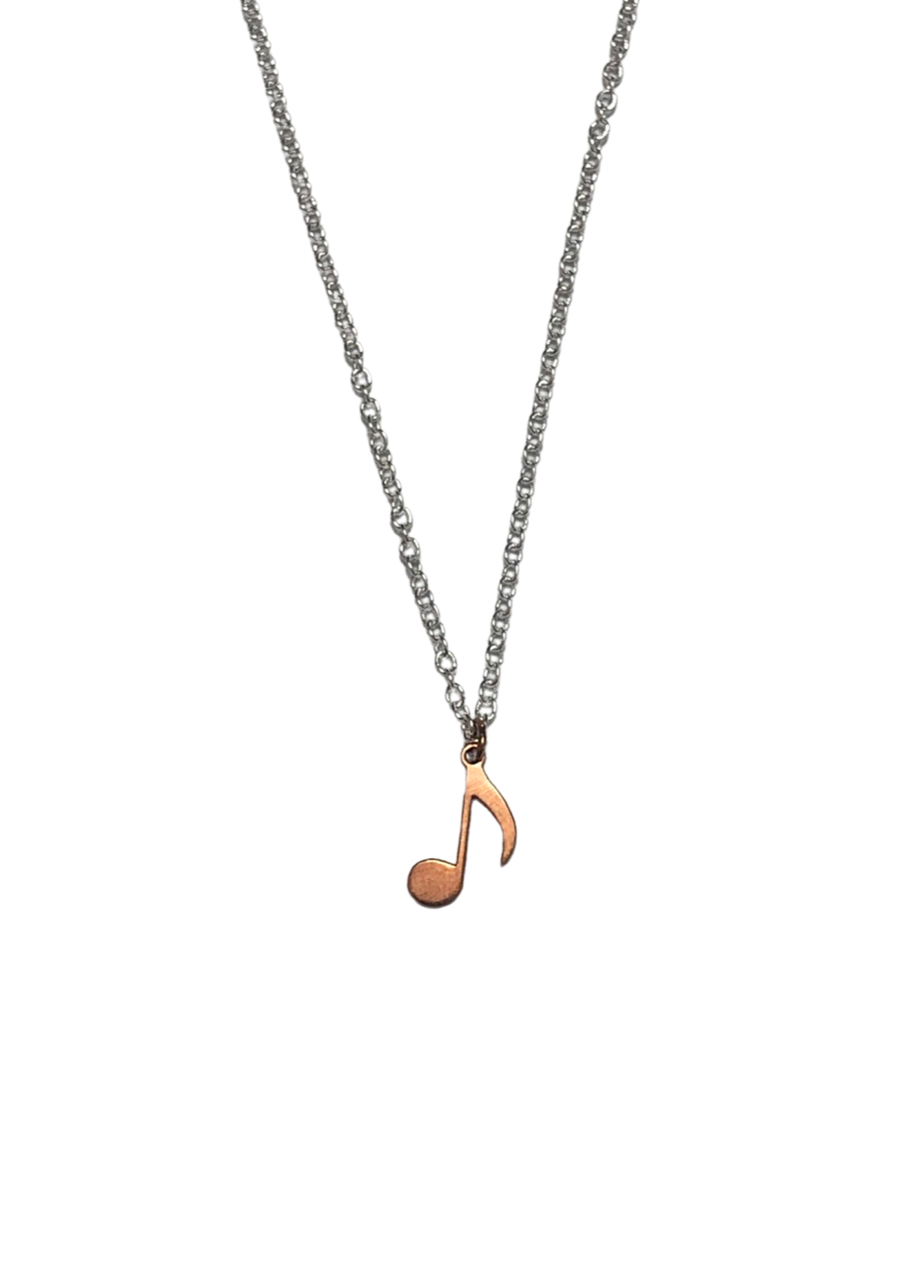 Note Charm Necklace - .925 Sterling Silver / Rose Vermeil