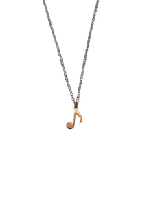 Note Charm Necklace - .925 Sterling Silver / Rose Vermeil