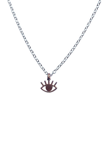 Eye Charm Necklace - .925 Sterling Silver / Rose Vermeil
